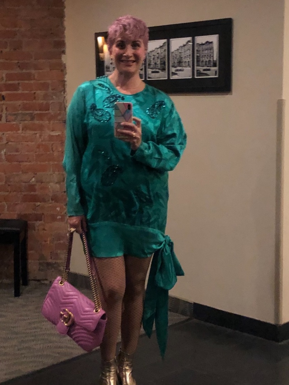 Leila Cagnoni Teal Embellished 💯 silk Made in Italy Tunic Top (or dress)